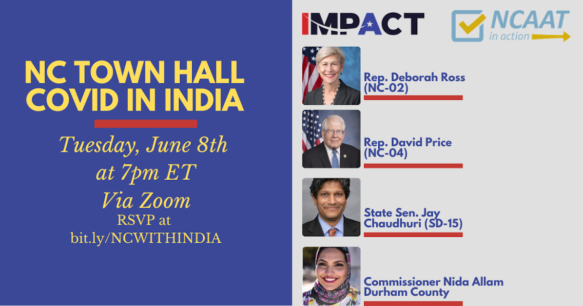 NC Town Hall on India COVID Relief featuring Rep. David Price (NC04